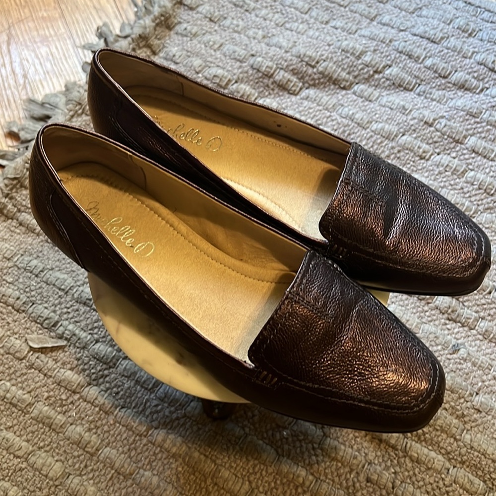 Michelle D loafers : Metallic brown/burgundy Leather Size 10
